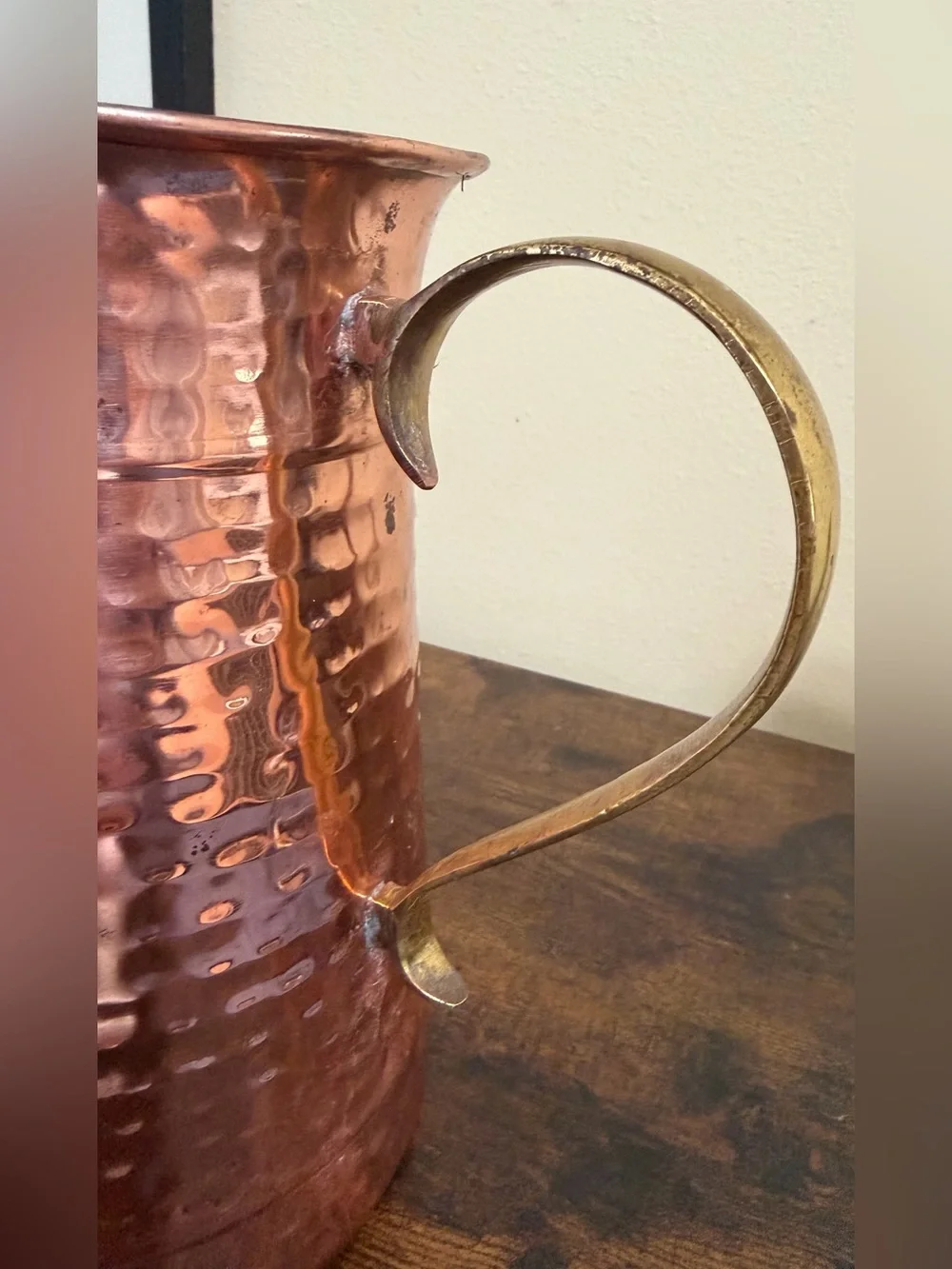Hammered Copper Metalware Pitcher